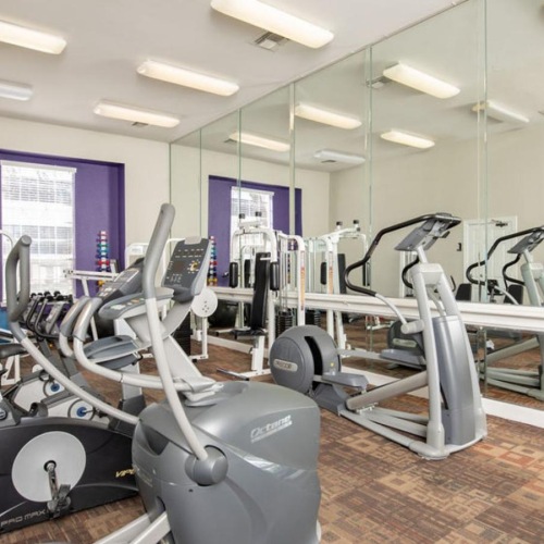 a gym with exercise equipment