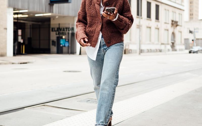 a person walking on a street